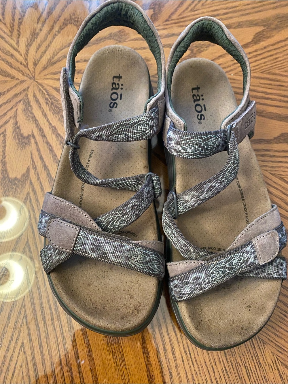 Taos Footwear Multicolor Gray Green Strappy Sandals